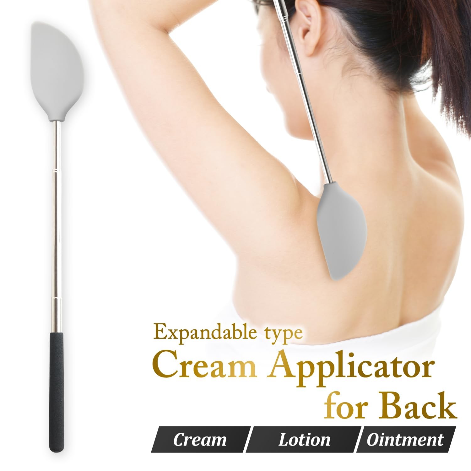FieldSora Cream Applicator for Back Telescopic Easy to Accurate Application