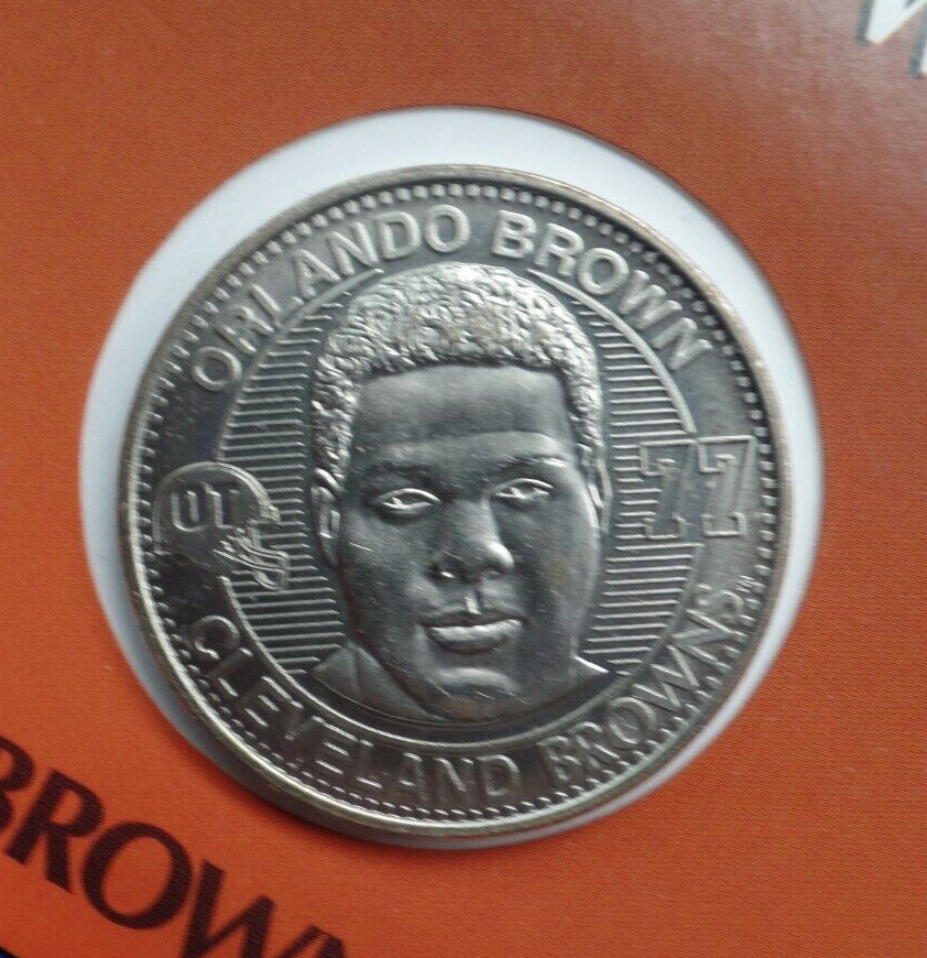 ORLANDO BROWN #77  1999 Cleveland Browns collectible coin #6 Giant Eagle