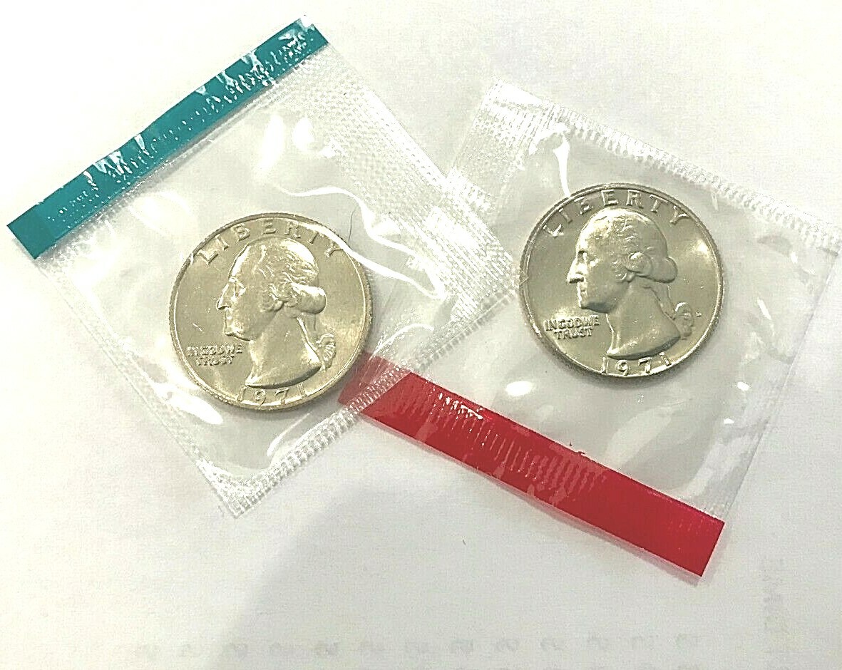 1971 P D S Washington Clad Quarter  Choice Uncirculated  in Mint Cello + PROOF