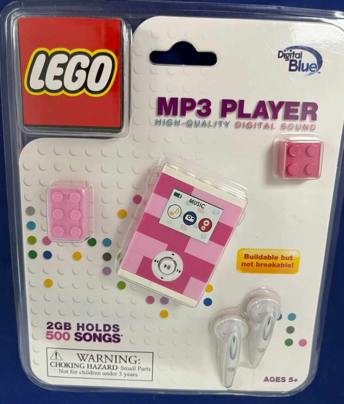 LEGO by Digital Blue MP3 Player 2GB #LG14001 w/3.5mm Pink Brand-New