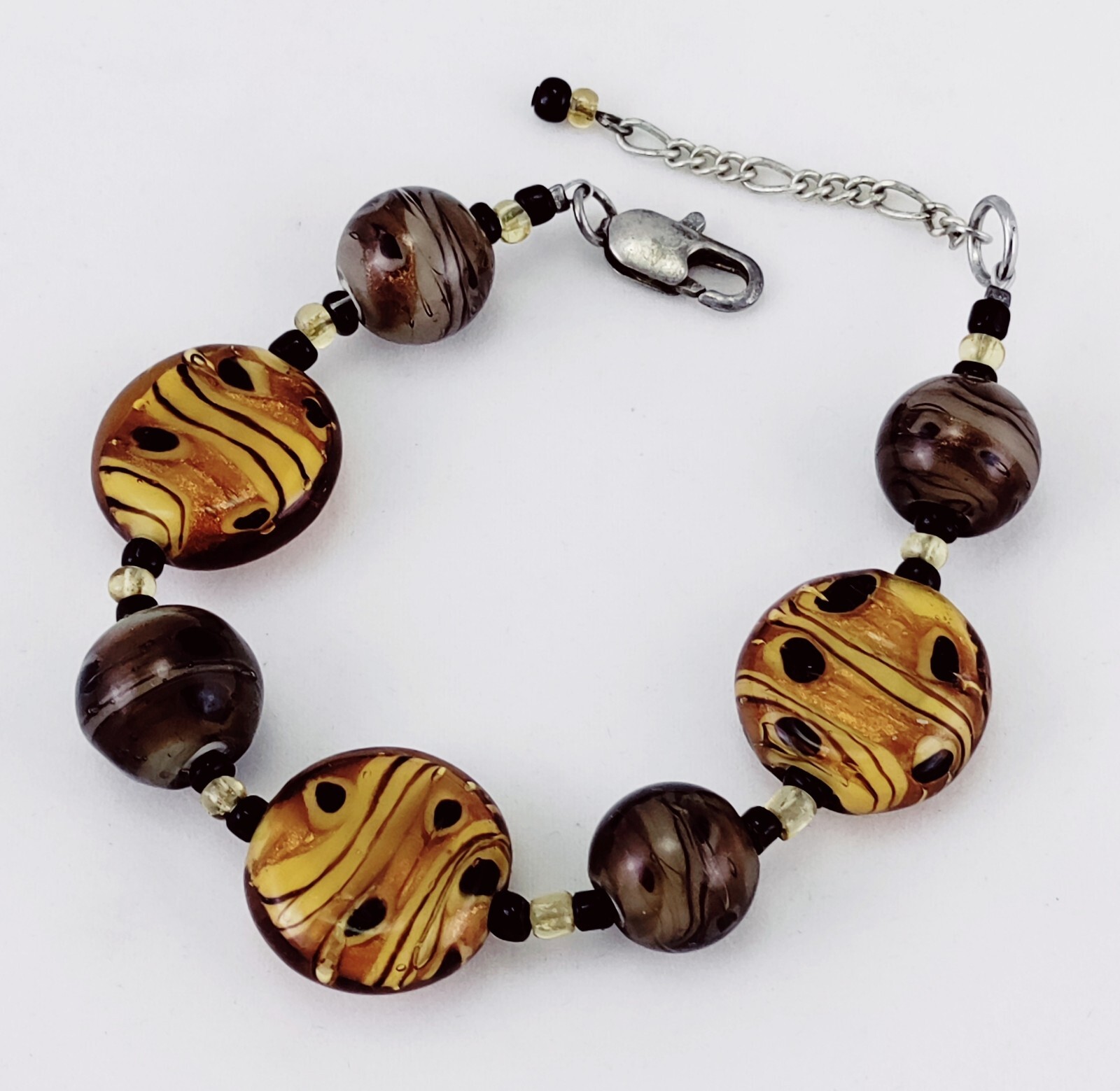 Handmade Art Glass Bead Bracelet