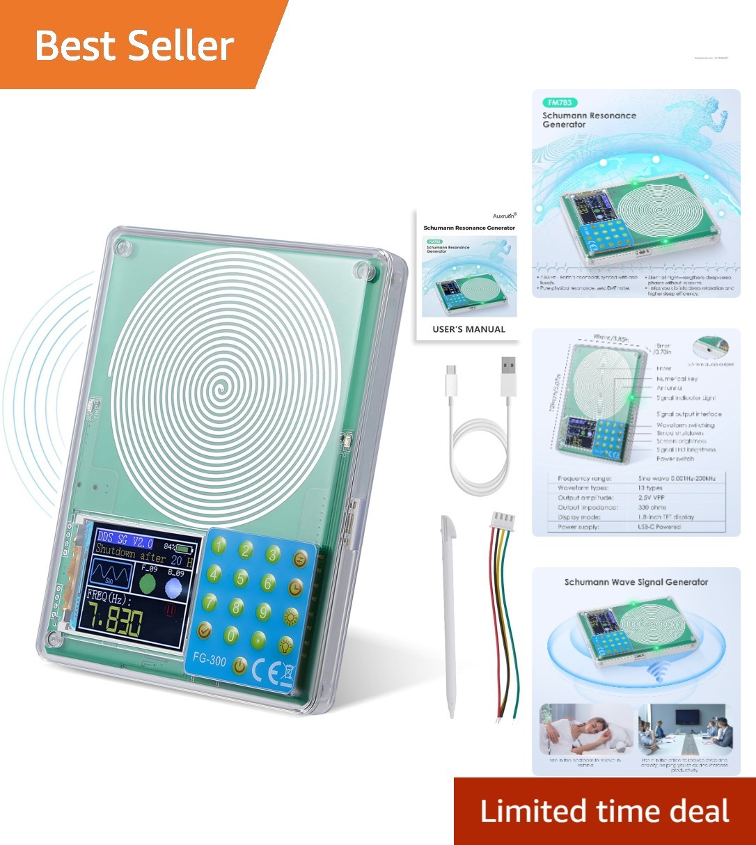 Compact Schumann Generator with Acrylic Cover: Stress Relief & Frequency Healing