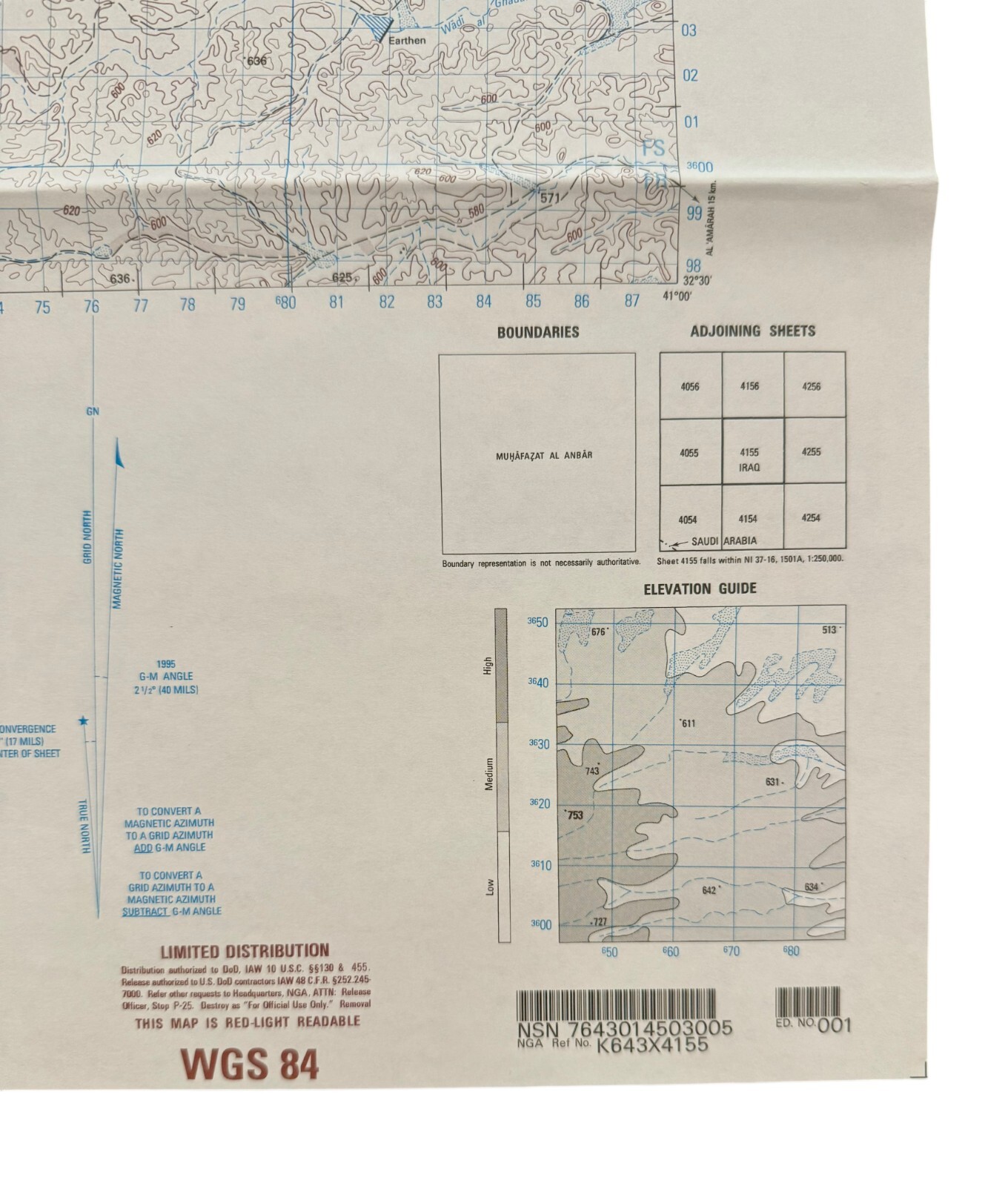 1998 NIMA Military Topographic Map of JA'DAN (RAINPOOL), IRAQ
