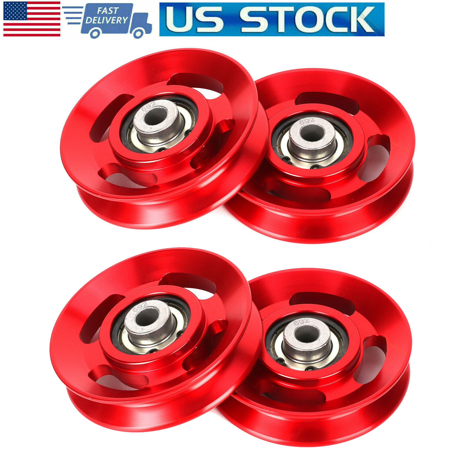 4Pc Aluminum Alloy Bearing Pulley Wheel Cable Machine Home Gym Fitness Equipment