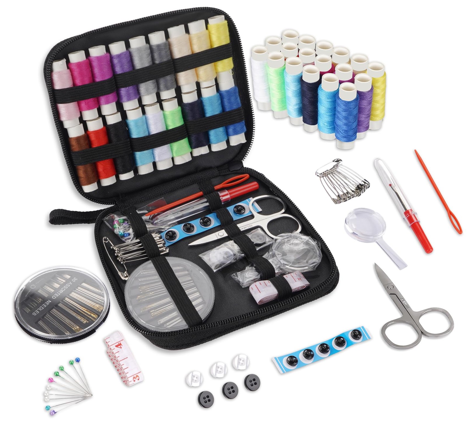 StiVerse 130 Pcs Mini Sewing Kit for Adults with Case, Portable 18 Color