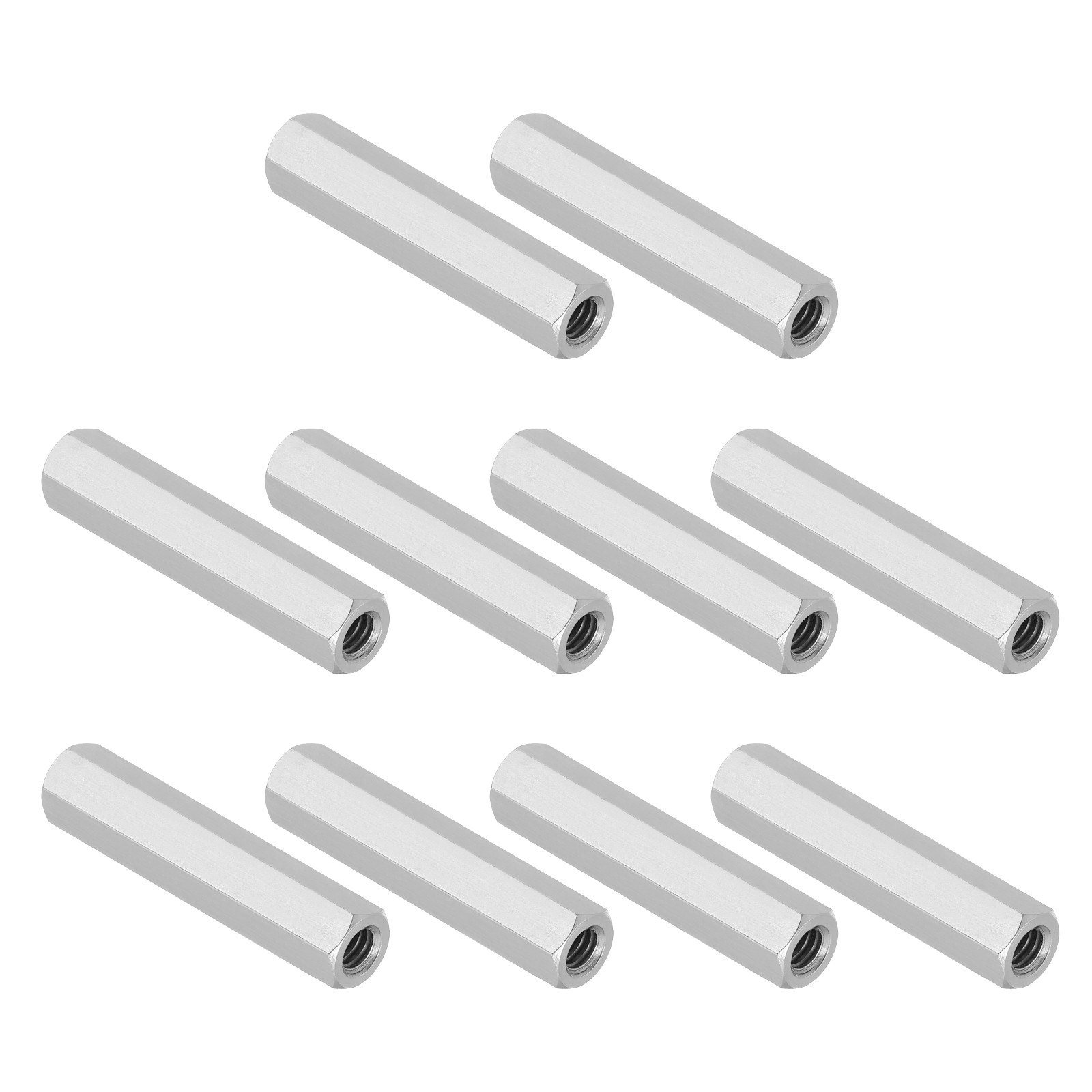 10Pcs 1/4"-20 UNC 2" Length 304 Stainless Steel Hex Coupling Nuts Connector