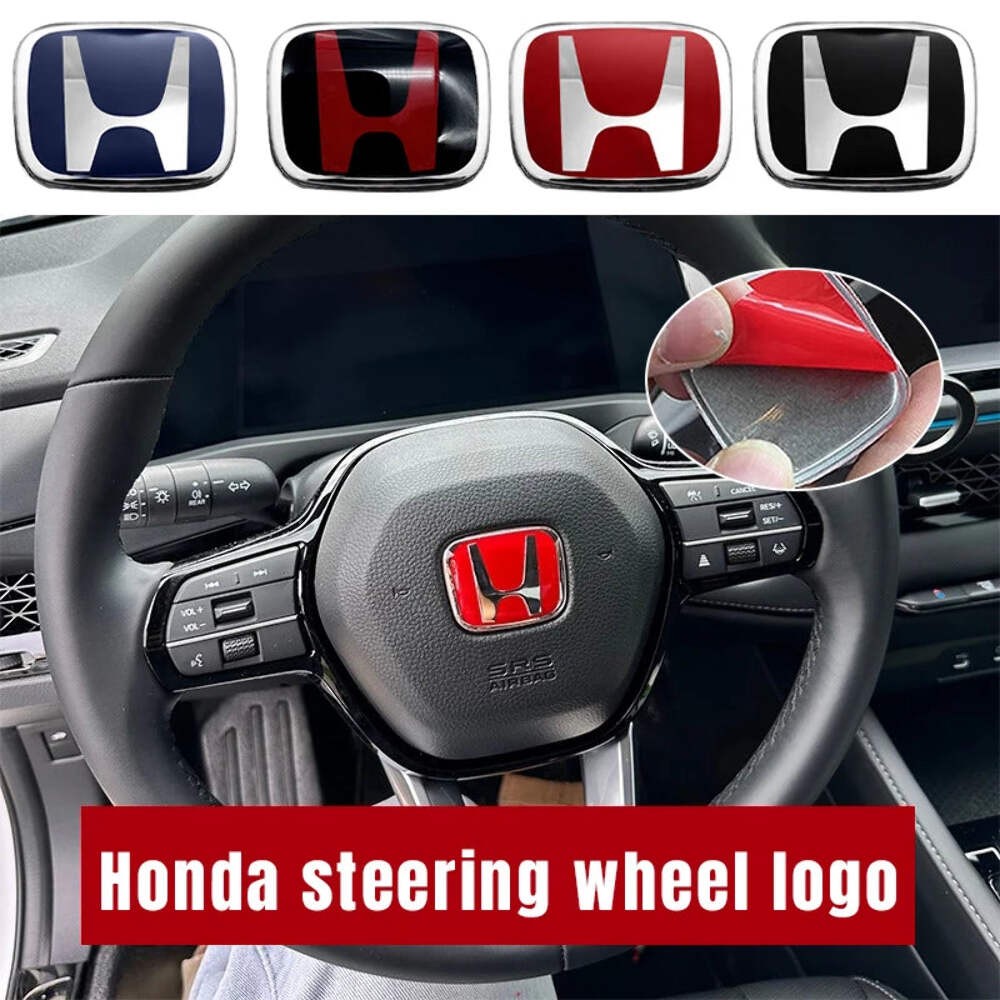 Car Steering Wheel Emblem H-Sticker For Honda Civic Accord City CRV Jade Fit Ody
