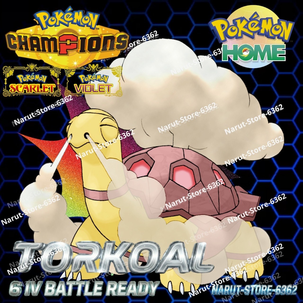 TORKOAL🔥6IV SHINY POKEMON HOME🔥Pokemon CHAMPIONS BATTLE READY SCARLET VIOLET