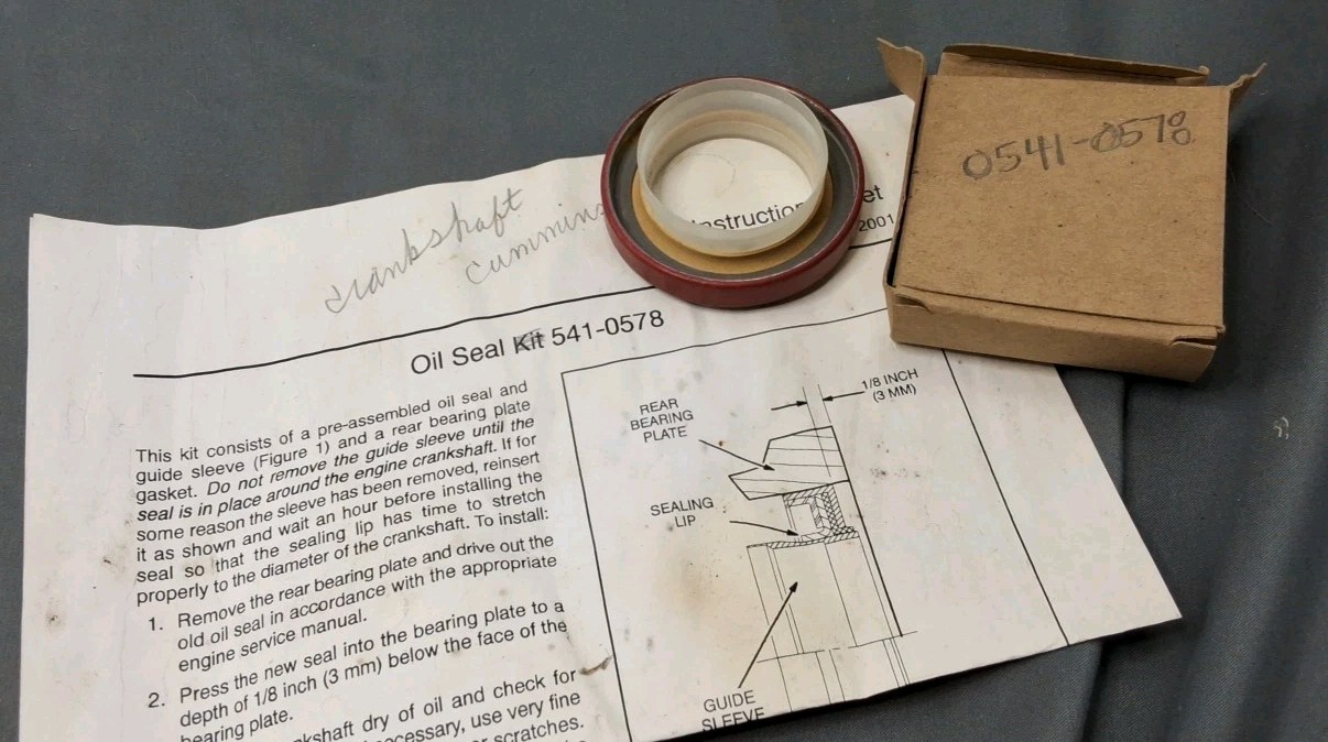 CUMMINS SEAL - REAR OIL, for Crankshaft  541-0578 - No Gasket, Only Seal