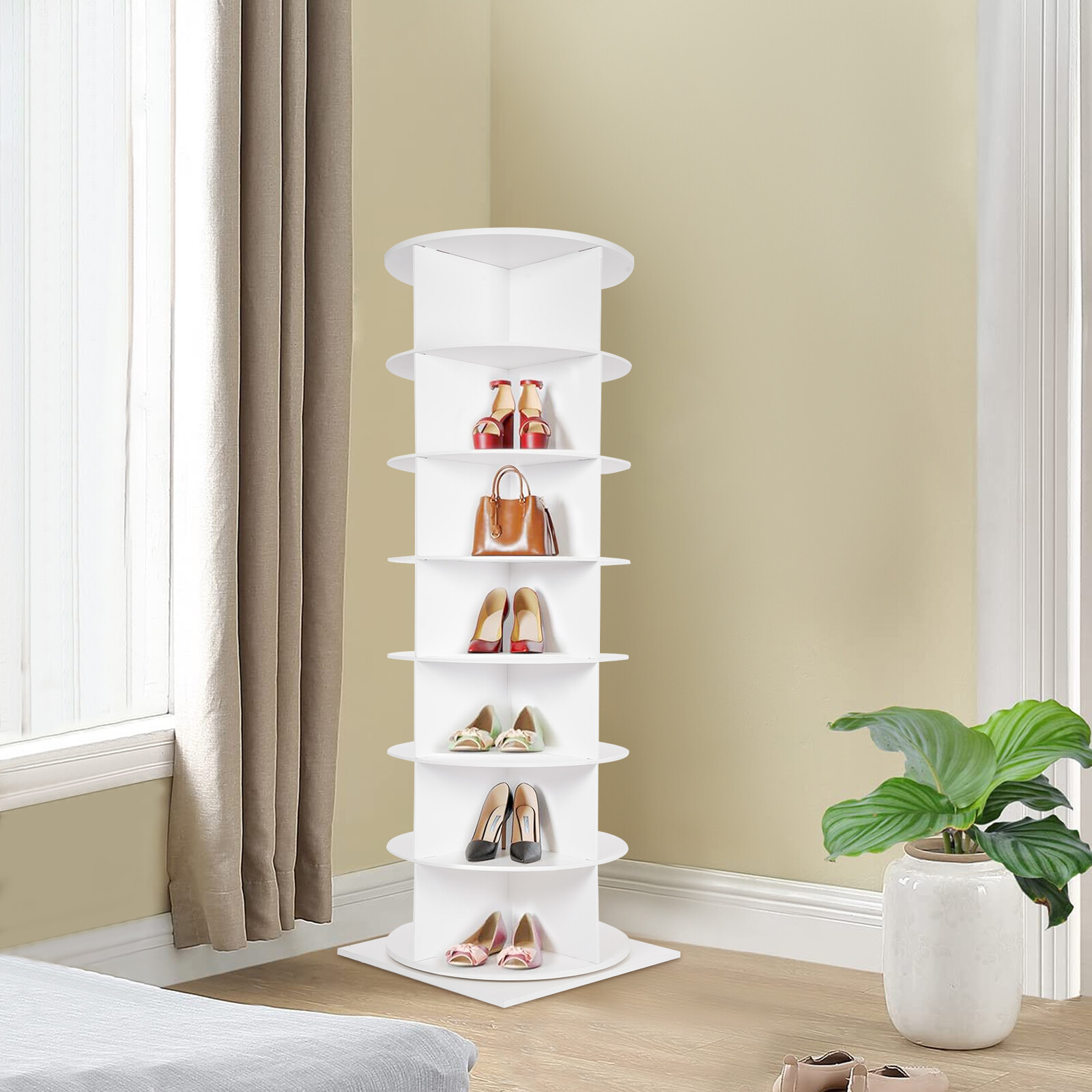 7 -Tiers Rotating Shoe Rack Storage Shelves 360 Degree Rotating Shoe Tower Rack