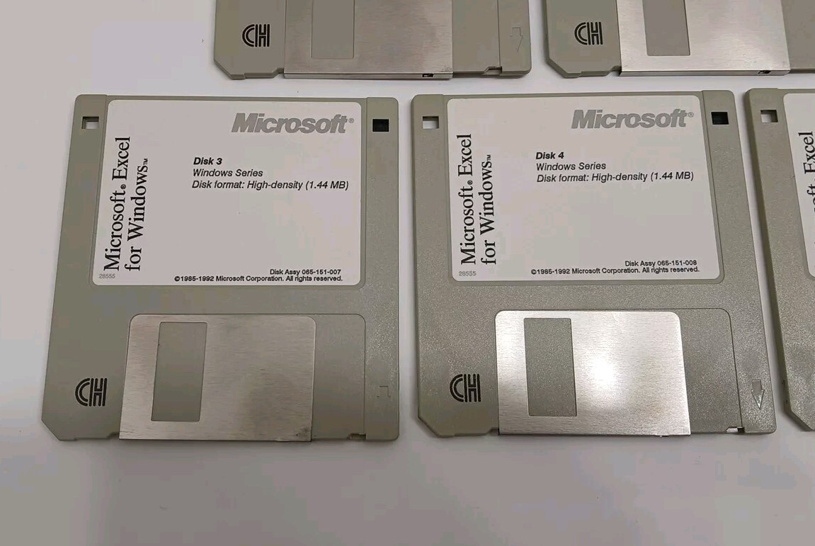Microsoft Excel For Windows Version 4.0 1985-1992 Floppy Install - (5 Disks)