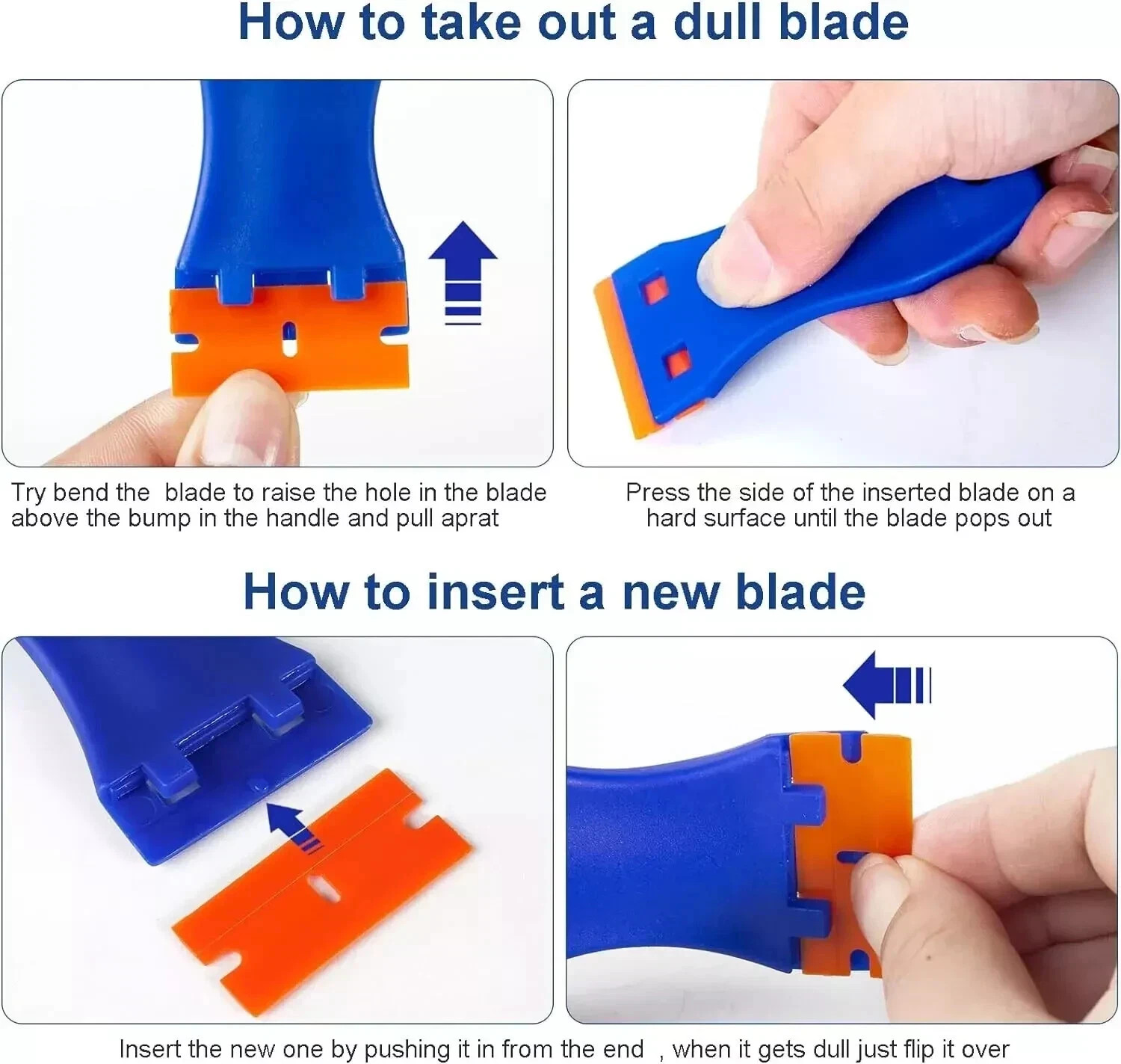 Plastic 6 Razor Blades + 100 Razor Scraper Double Edged Sticker Removal Tools
