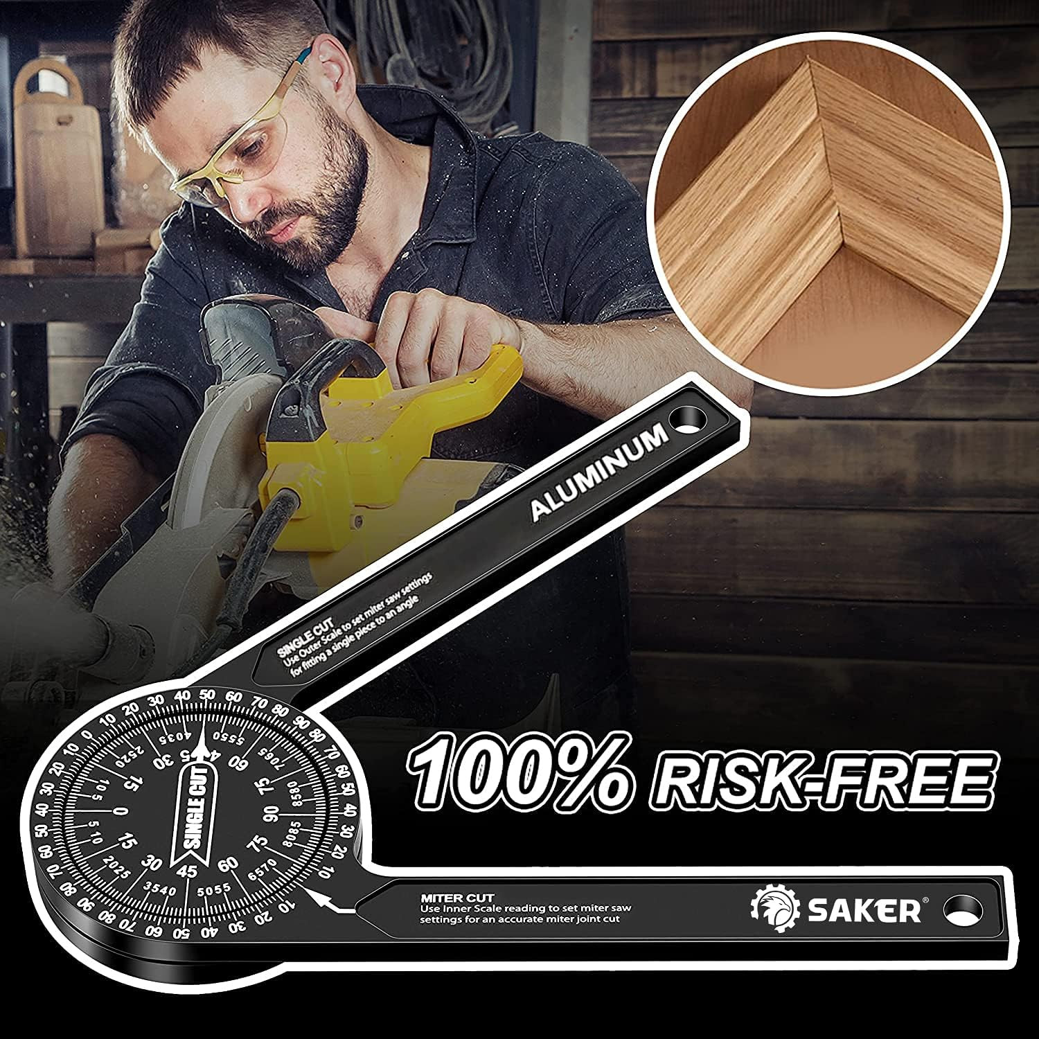 Miter Saw Protractor|7-Inch Aluminum Protractor Angle Finder Featuring Precision