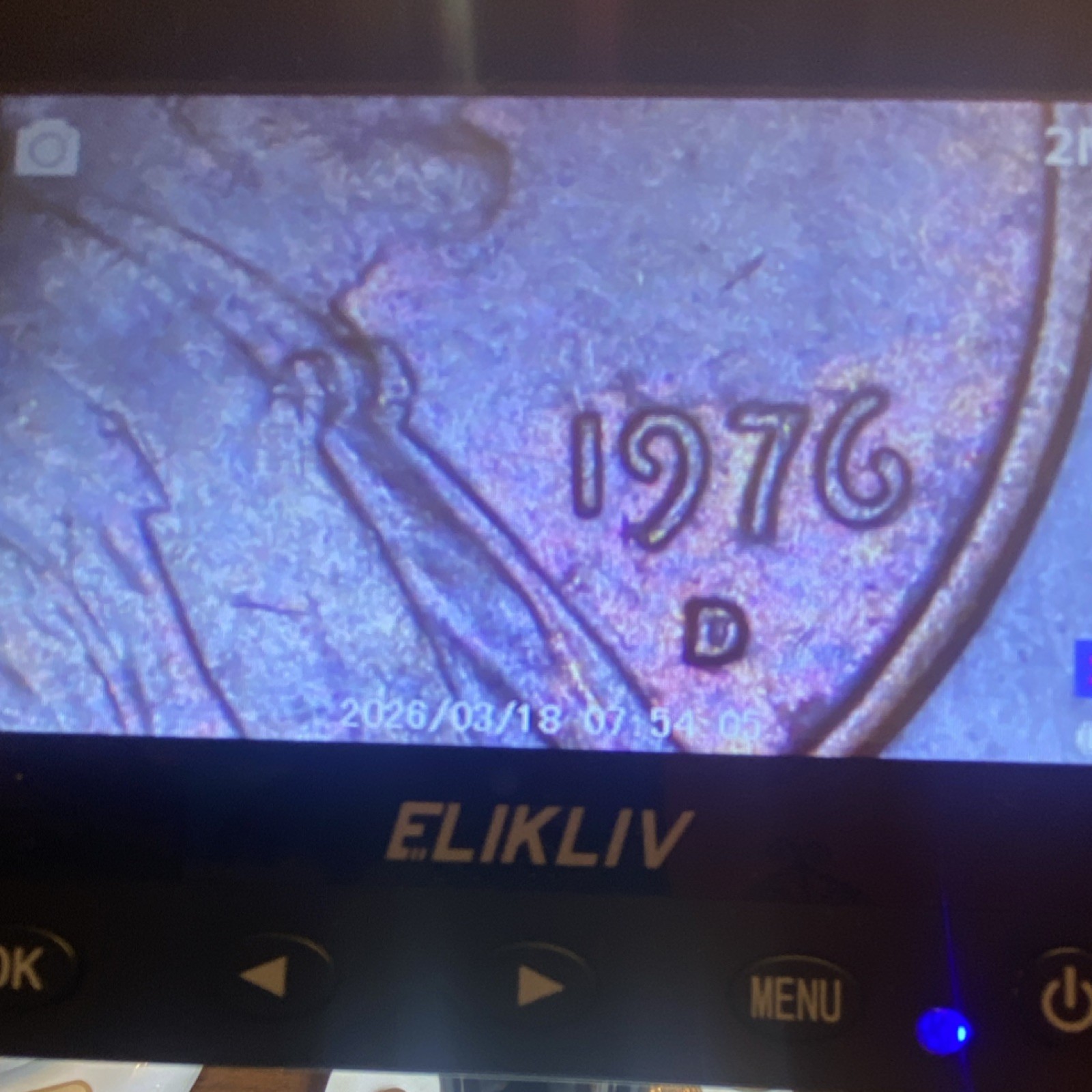 1976-D Rainbow Toning Error Circulated Coin