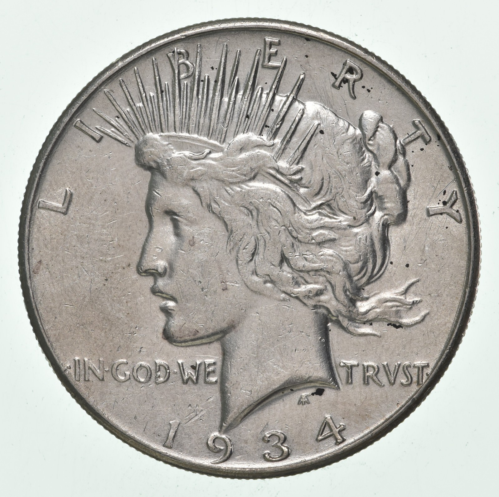 (1) AU 1934-S Peace Silver Dollar 90% - Almost Unc - San Francisco Mint