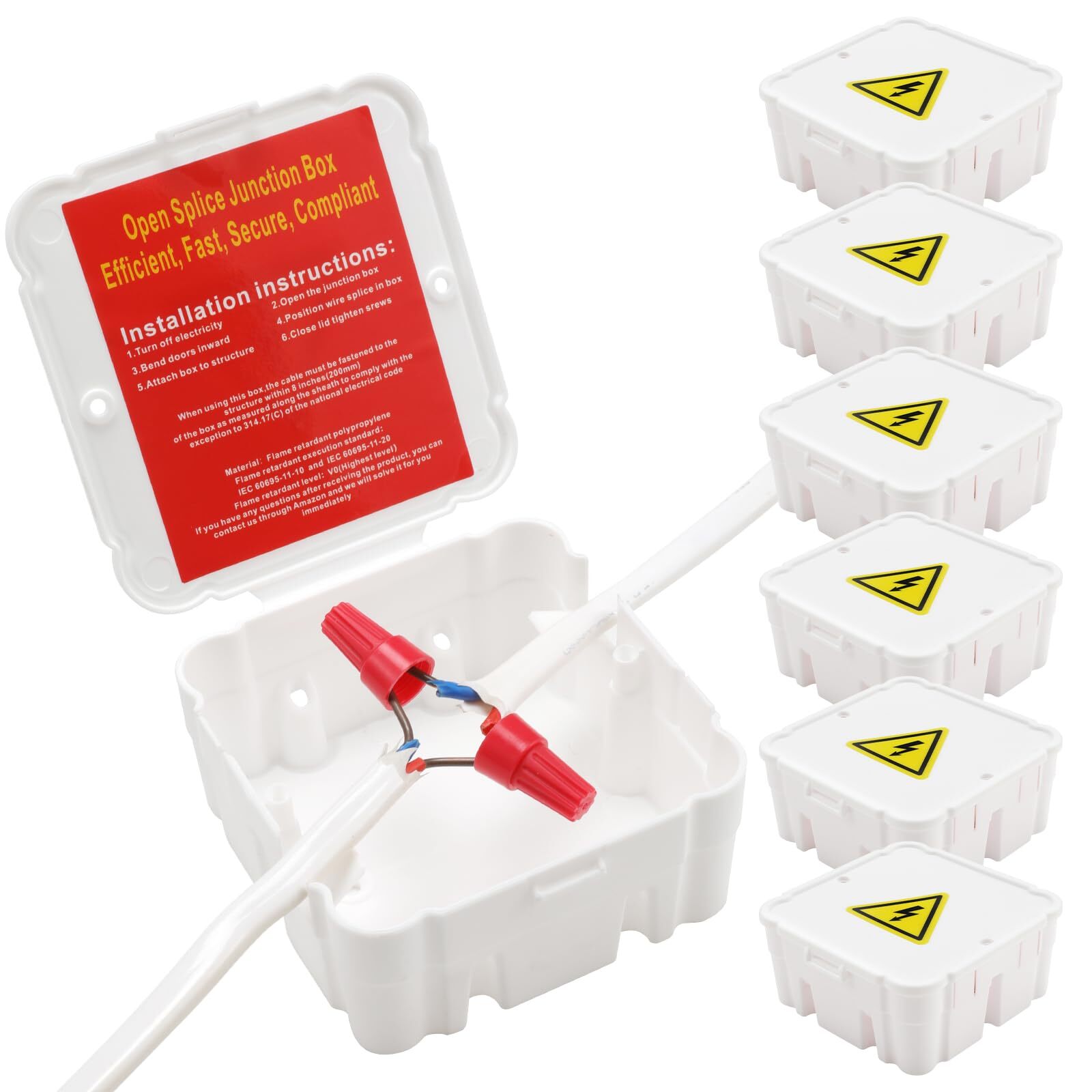 Open Splice Junction Box 6 Pack Quick Repair Wire Splice Electrical Box