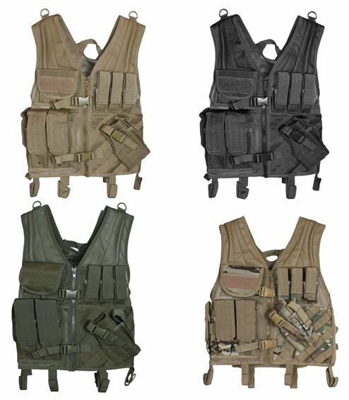 NEW Heavy Duty Military Assault Cross Draw MOLLE Tactical Vest SWAT BLACK