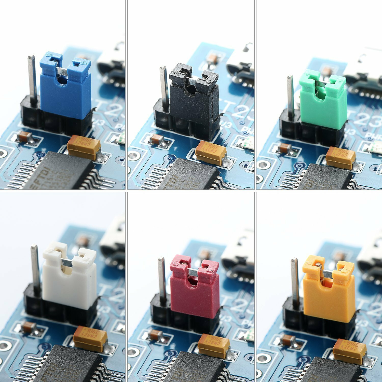 10PCS Mini Micro 2.54mm Standard PCB Shunts Short Jumper wire Caps 6 COLOR