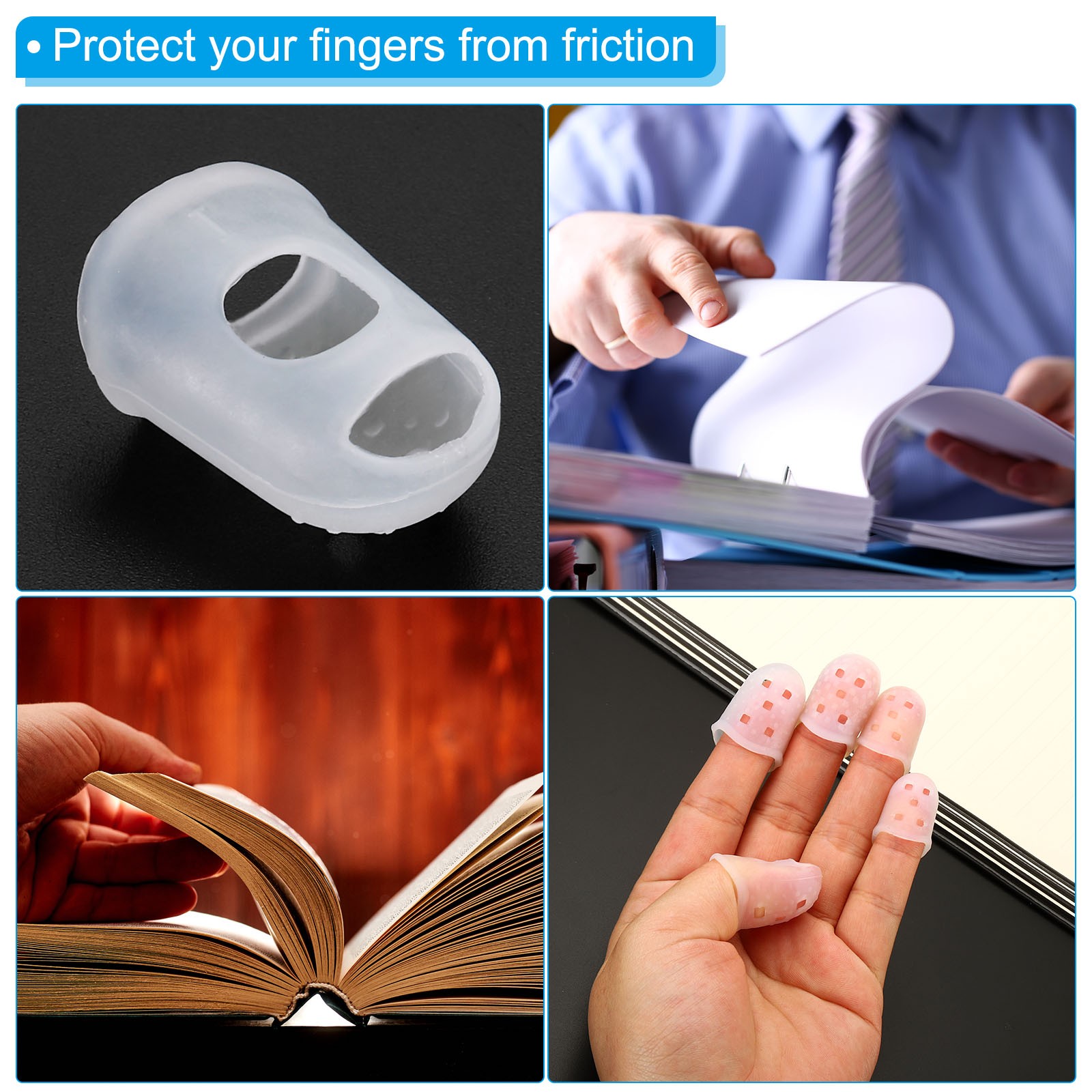 15pcs Finger Tips Silicone Thumb Fingertip Protector Thimble Clear Small Size