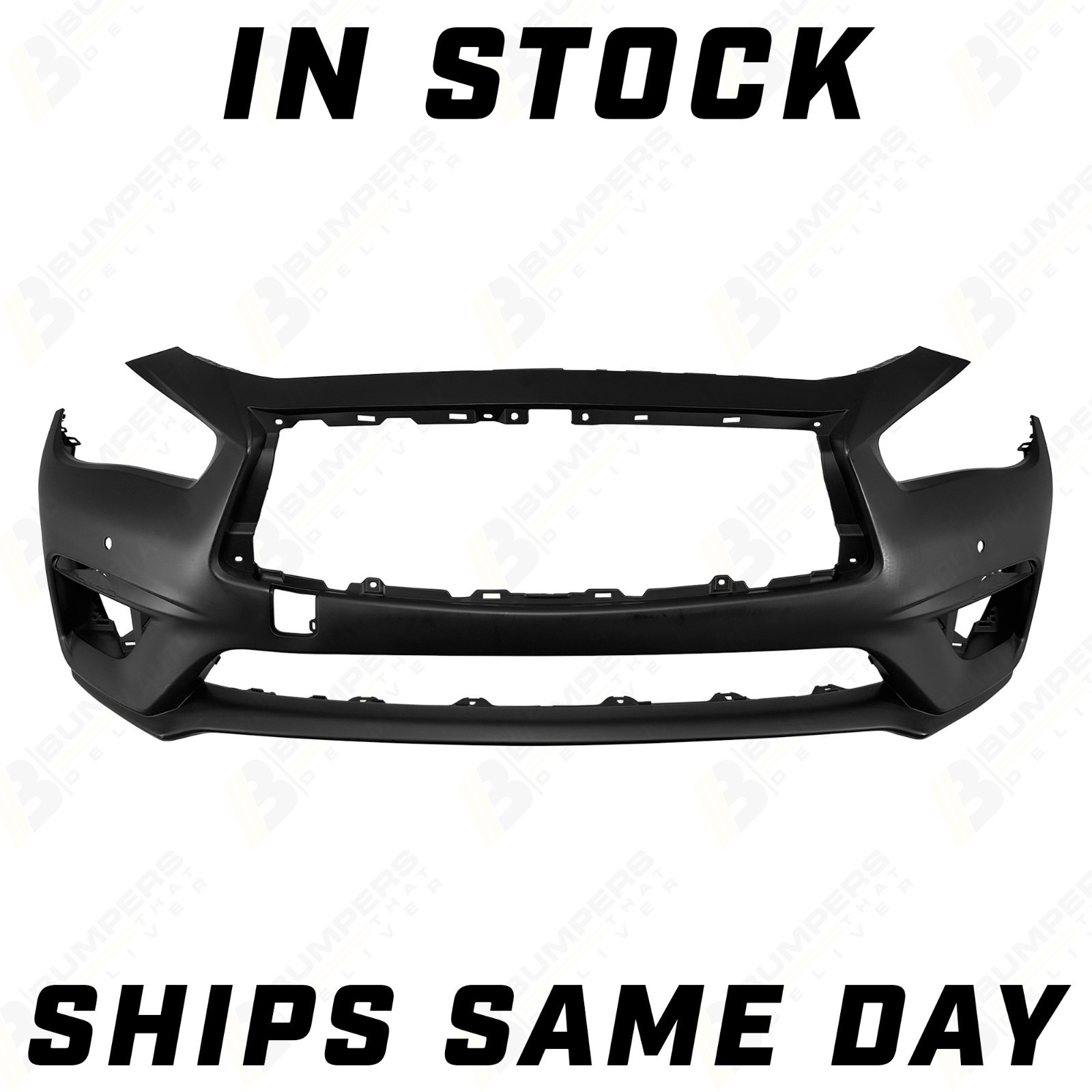 NEW Primered - Front Bumper Cover for 2018-2024 Infiniti Q50 Luxe/Pure w/ Park