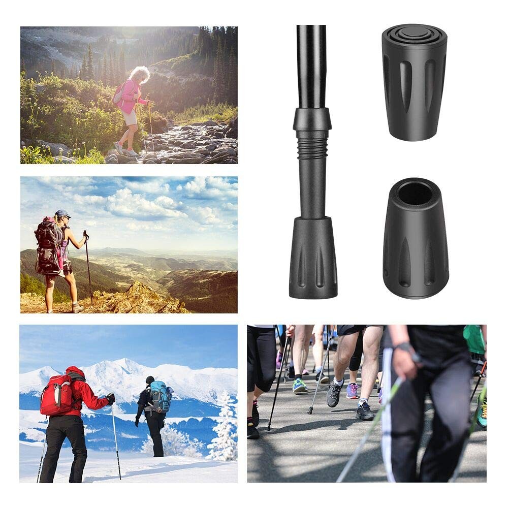16 Pack Rubber Tips for Walking Sticks, Trekking Pole Replacement, Protectors