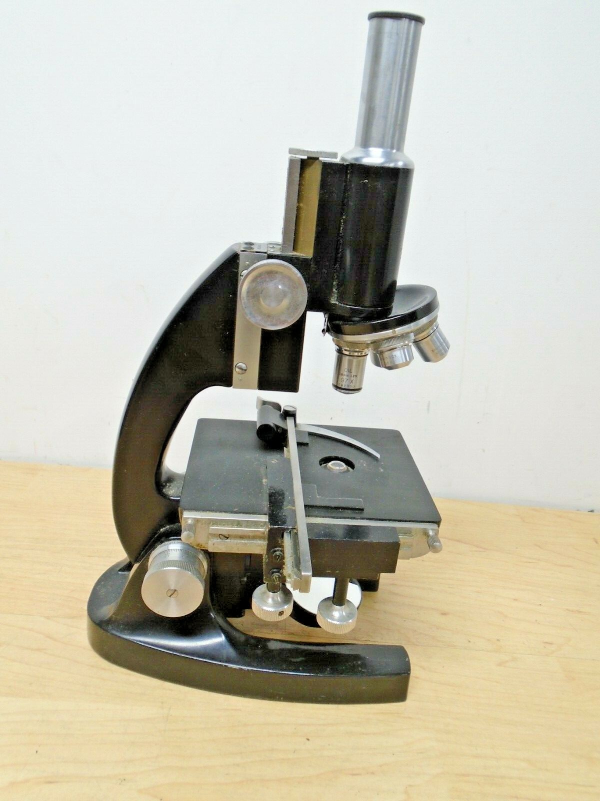 Bausch & Lomb 4 Lens MICROSCOPE w/Mirror+Control Knobs ZD1911 VG+Deal!