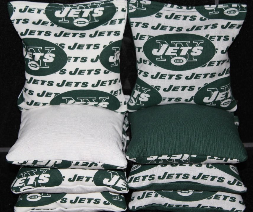 All Weather made w NEW YORK JETS Fabric ACA Reg Cornhole Bean Bags