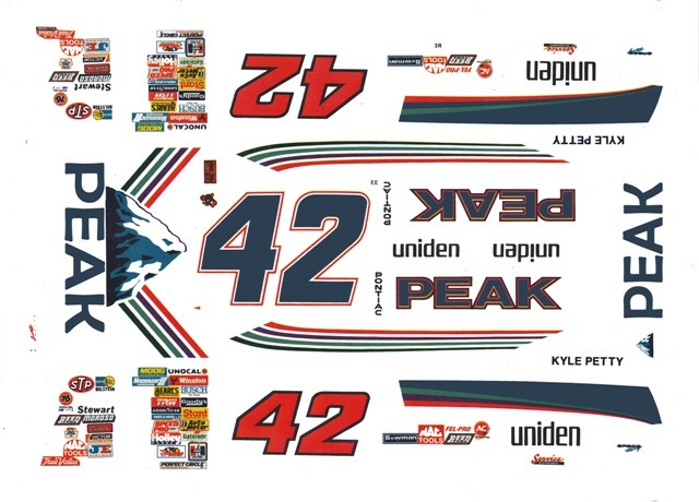 #42 Kyle Petty PEAK antifreeze 1/24th - 1/25th  Scale Waterslide Decals