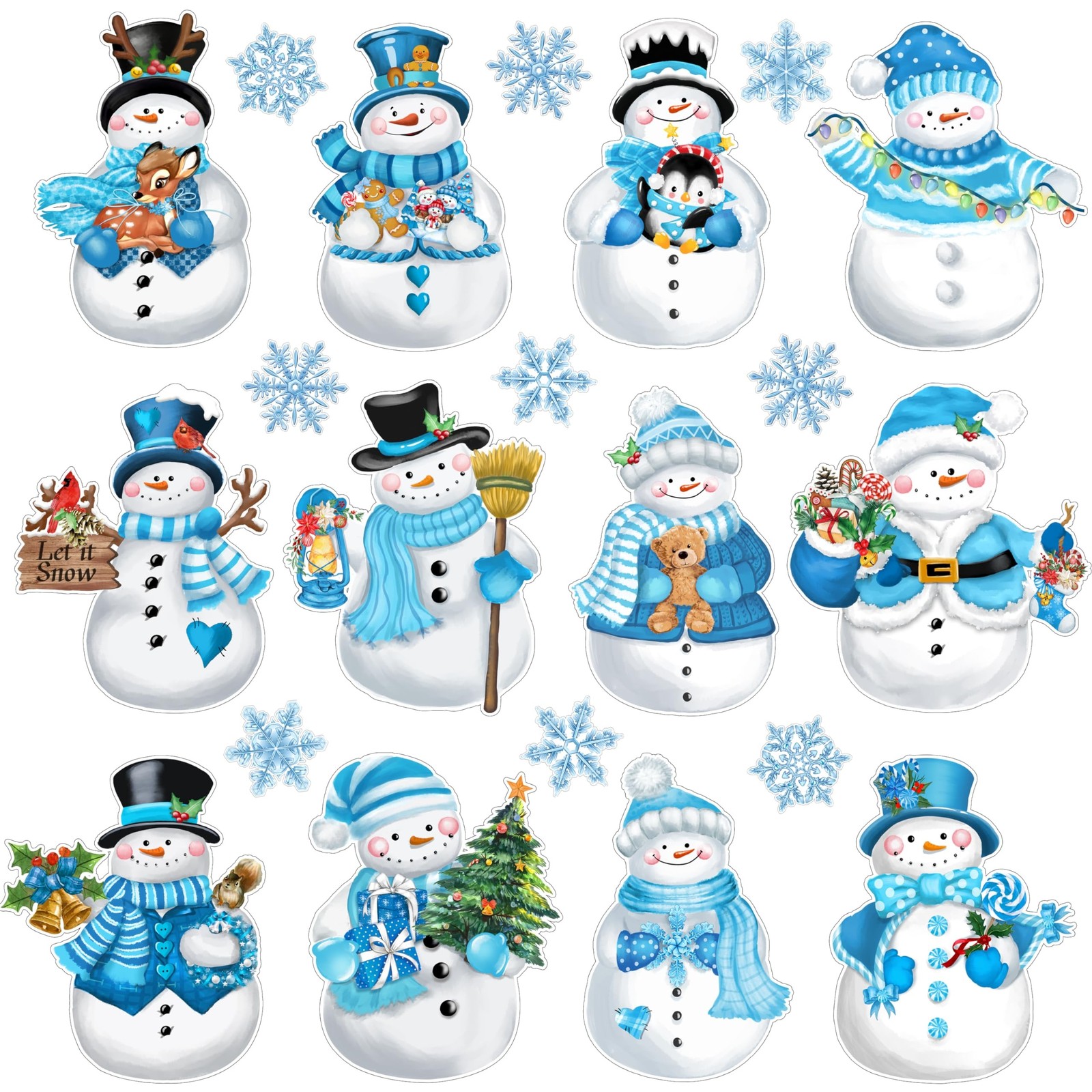 Winter Christmas Snowman Snowflakes Cutouts Bulletin Board Decorations Classr...