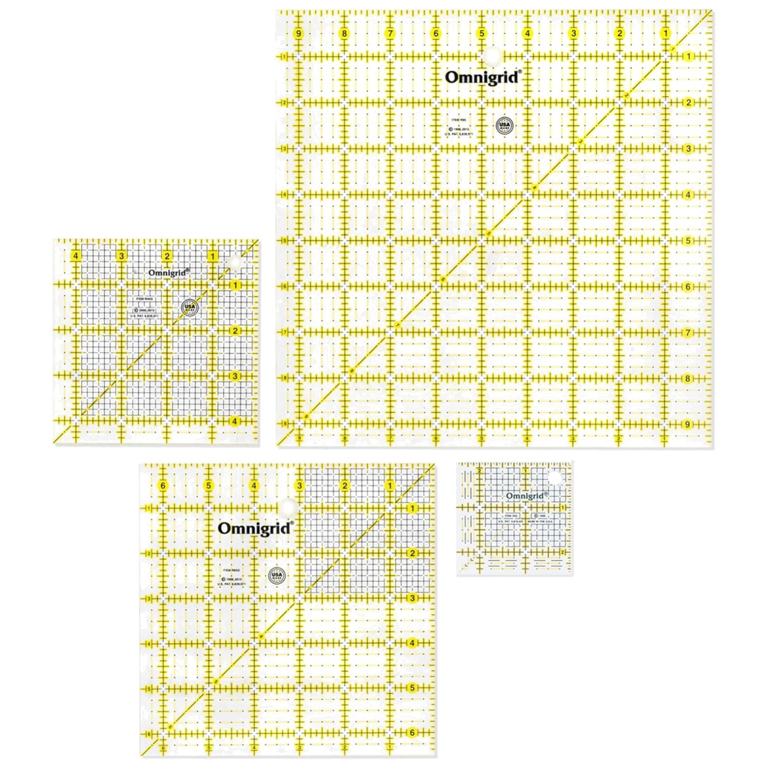 Quilting Ruler Set 4-Pack 2.5" 4.5" 6.5" 9.5"