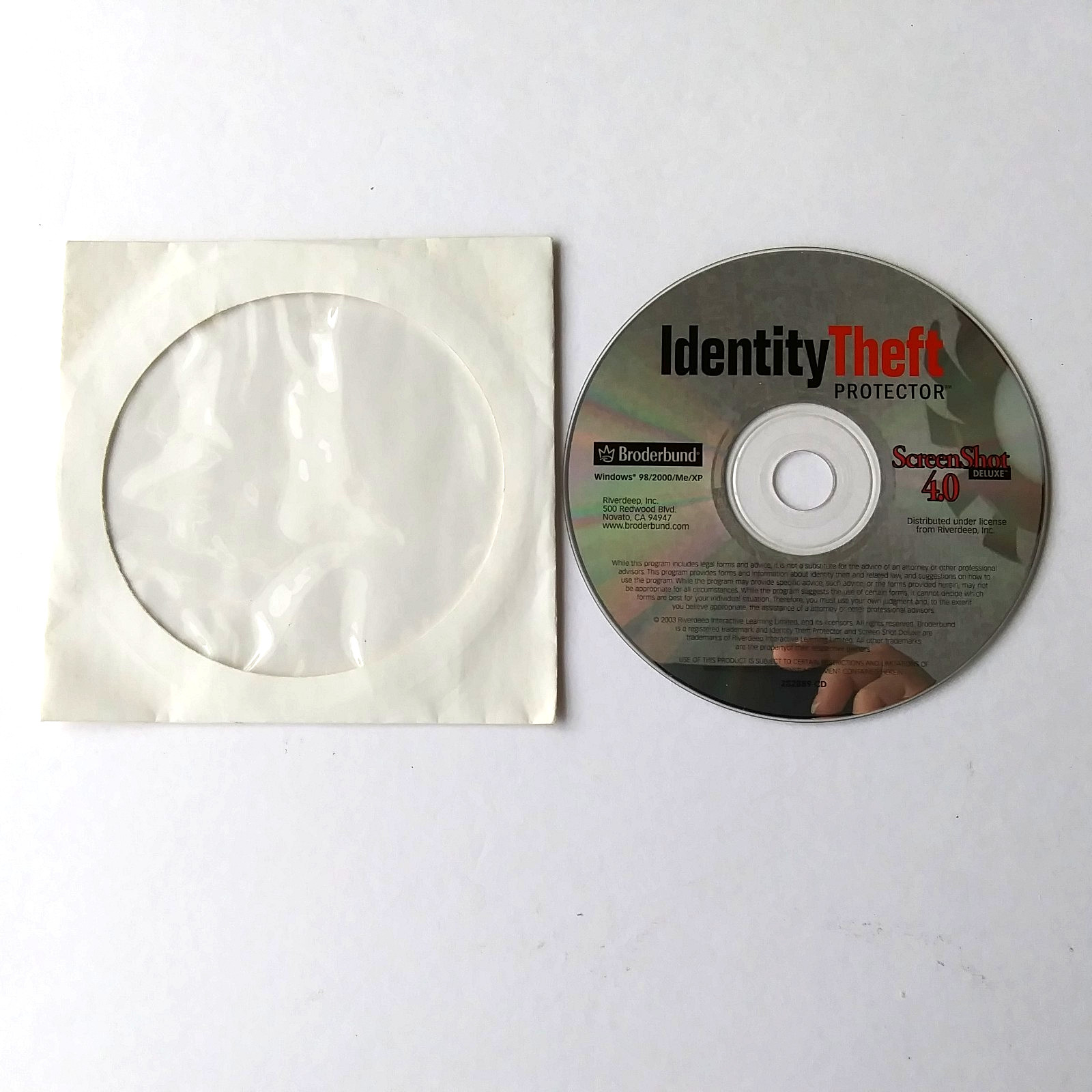 Identity Theft Protector Screenshot Deluxe 4.0 Broderbund PC CD Windows XP
