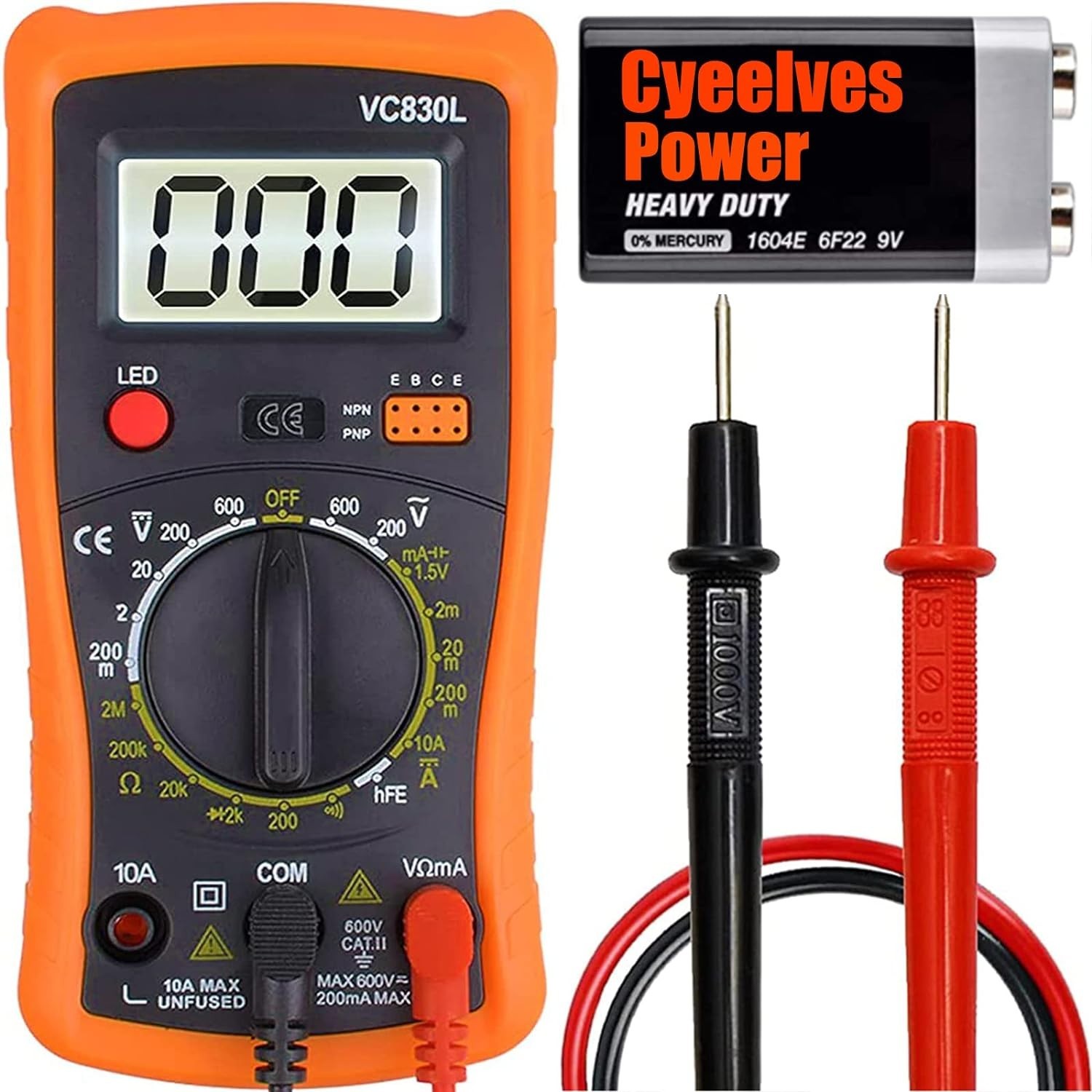 Multifunction Digital Multimeter with Backlit Display for AC/DC Testing