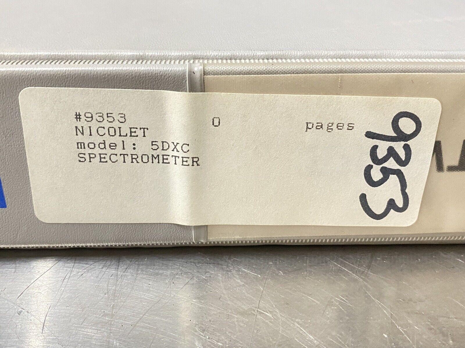 Nic Nicolet 5DXC DX Spectrometer -Users Guide / Manual / Instructions