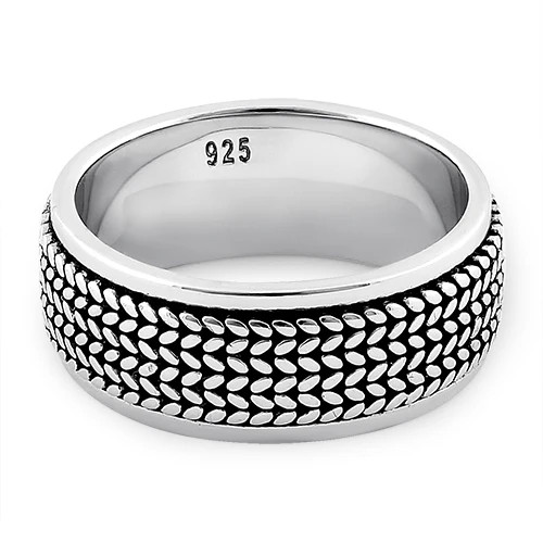 925 Sterling Silver Rope Pattern Eternity Band