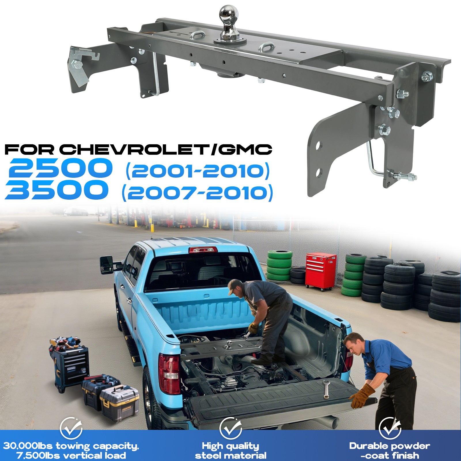 Gooseneck Hitch for 2001-2010 Chevrolet/GMC 2500 HD&2007-2010 3500 Heavy-Duty