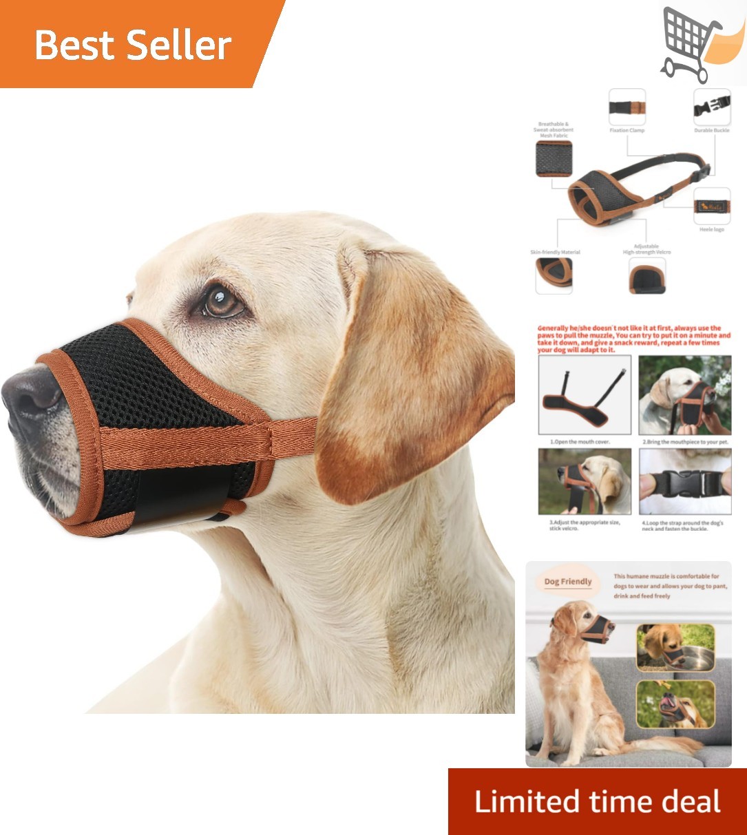Dog Muzzle Nylon Breathable Adjustable Small Medium Large Anti Biting Barking
