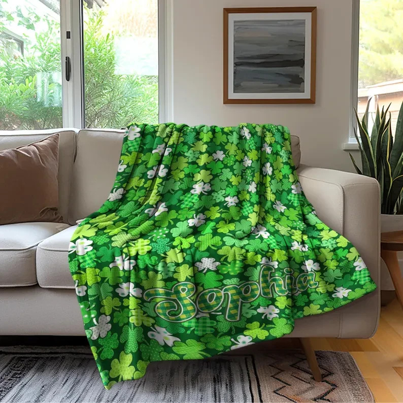 Custom Personalized Shamrock Blanket Irish St Patrick's Day Gift