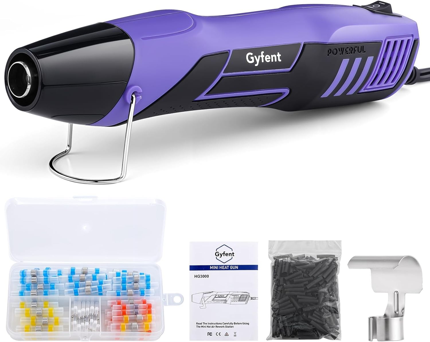 Heat Gun with 100Pcs Solder Seal Wire Connectors & 200Pcs Heat Shrink Tubing,