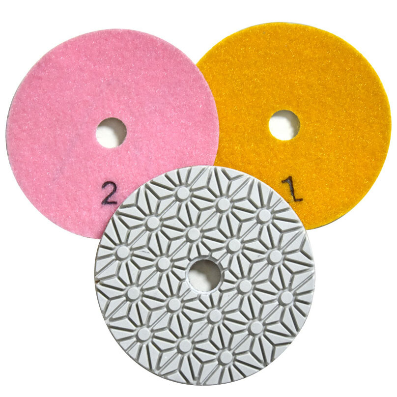 3PCS/Set 1#2#3# Dry/Wet 3 Step Diamond Polishing Pads 4-inch for Granite Marble