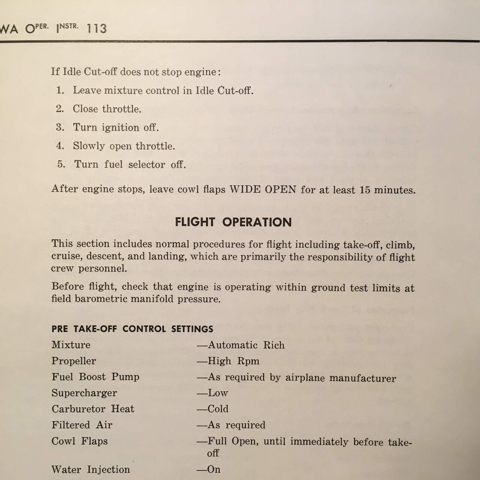 Double Wasp R-2800 CB16 & CB17 Engines Specific Operation Instructions