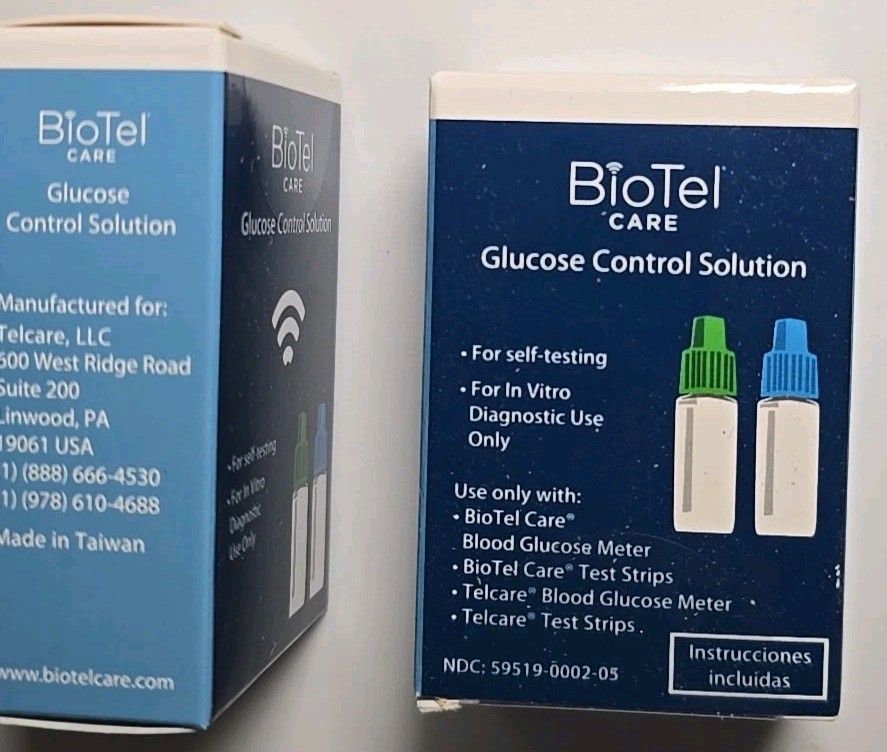 2X BioTel Care TelCare Glucose Control Solution Sealed Exp 04/2025
