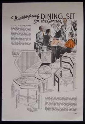 DINING SET 1937 How-To build PLANS Mission/Deco Table & Chairs