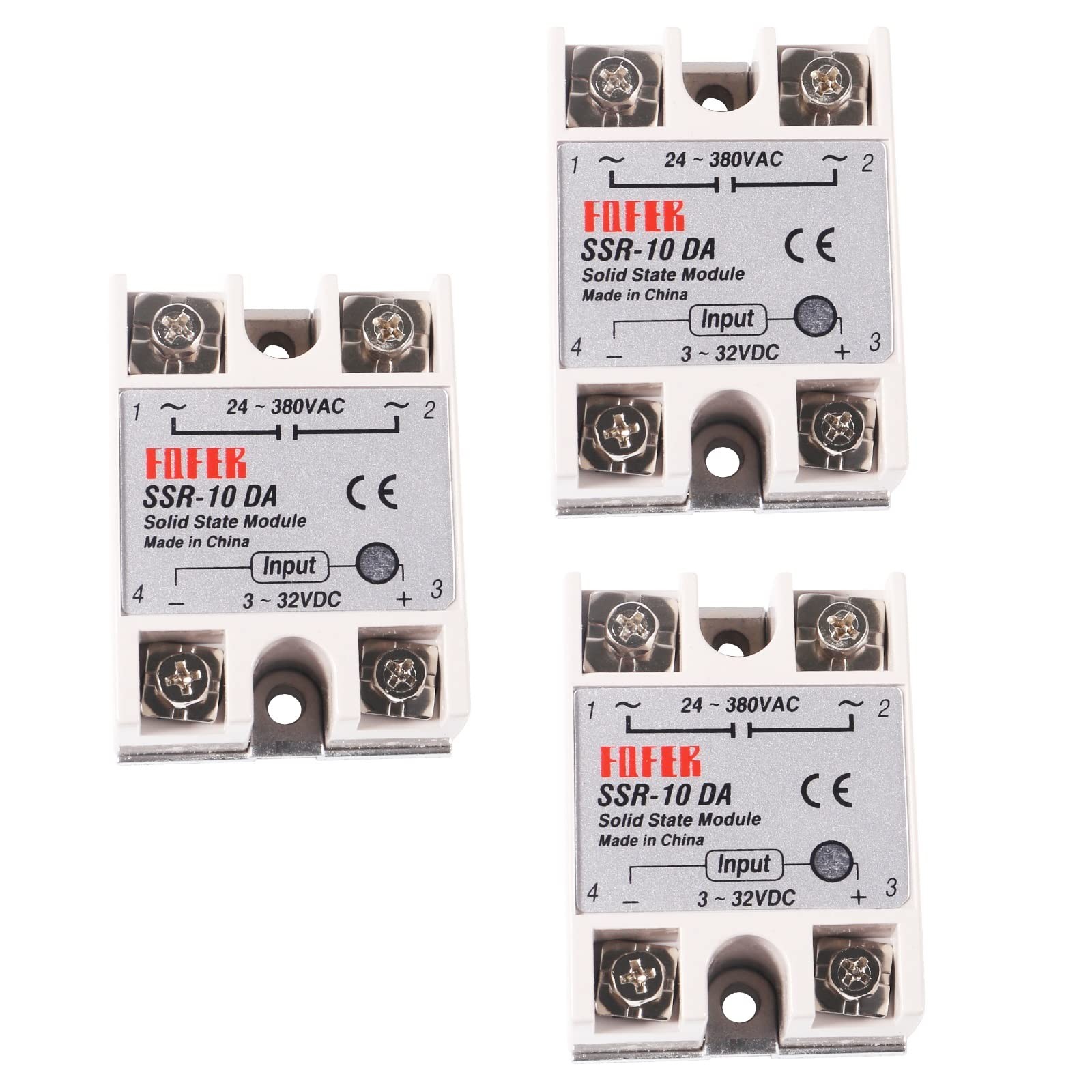 3pcs SSR-10DA Solid State Relay Single Phase Semi-Conductor Relay Module Inpu...