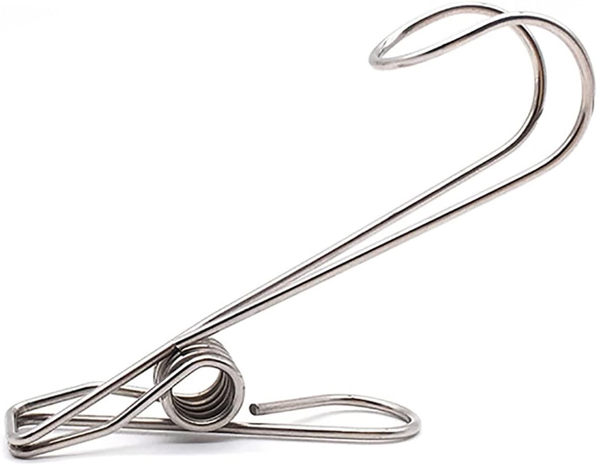 20Pcs Stainless Steel Long Tail Clip with Hooks 9.3cm/3.6-inch, Silver