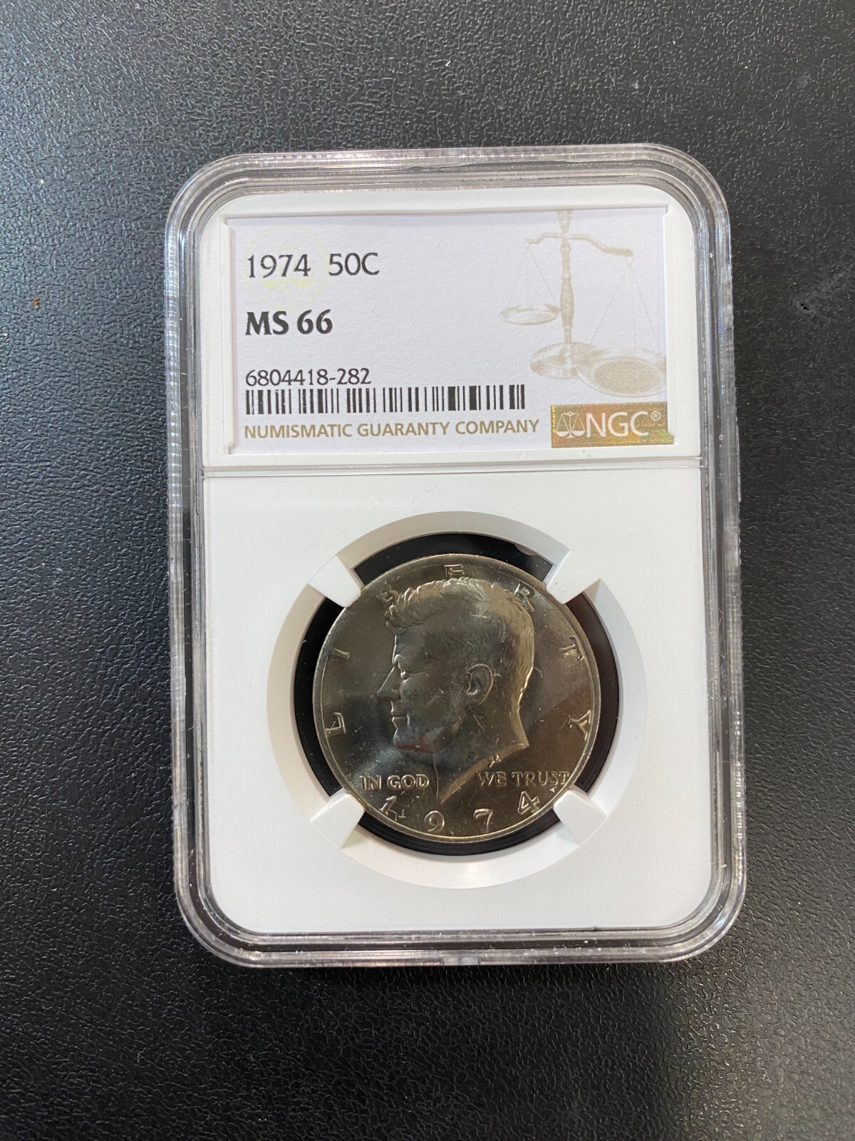 1974 P KENNEDY HALF DOLLAR NGC MS-66 - UNCIRCULATED - CLAD - CERTIFIED SLAB -50C