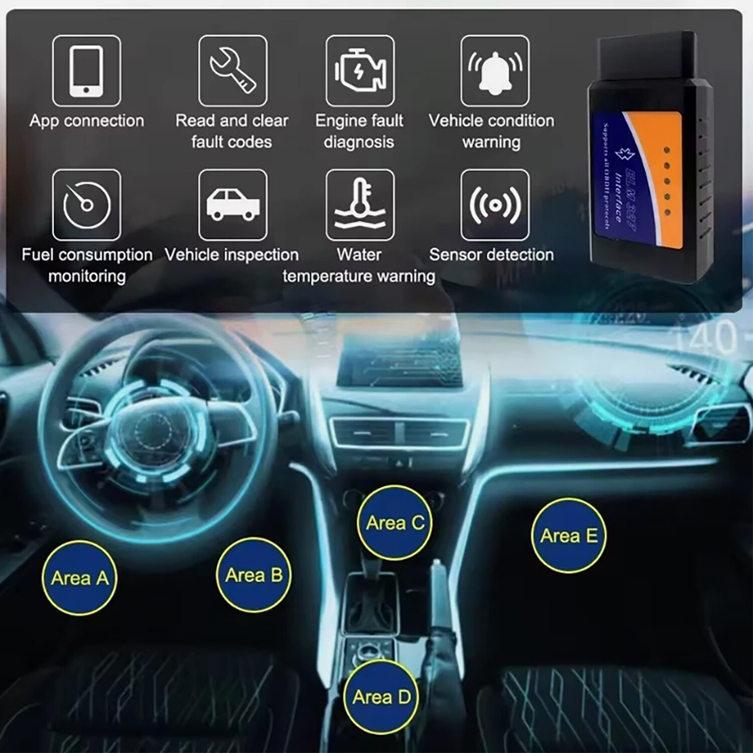 Bluetooth OBD2 OBDII Car Diagnostic Scanner Auto Fault Code Reader Tool ELM327