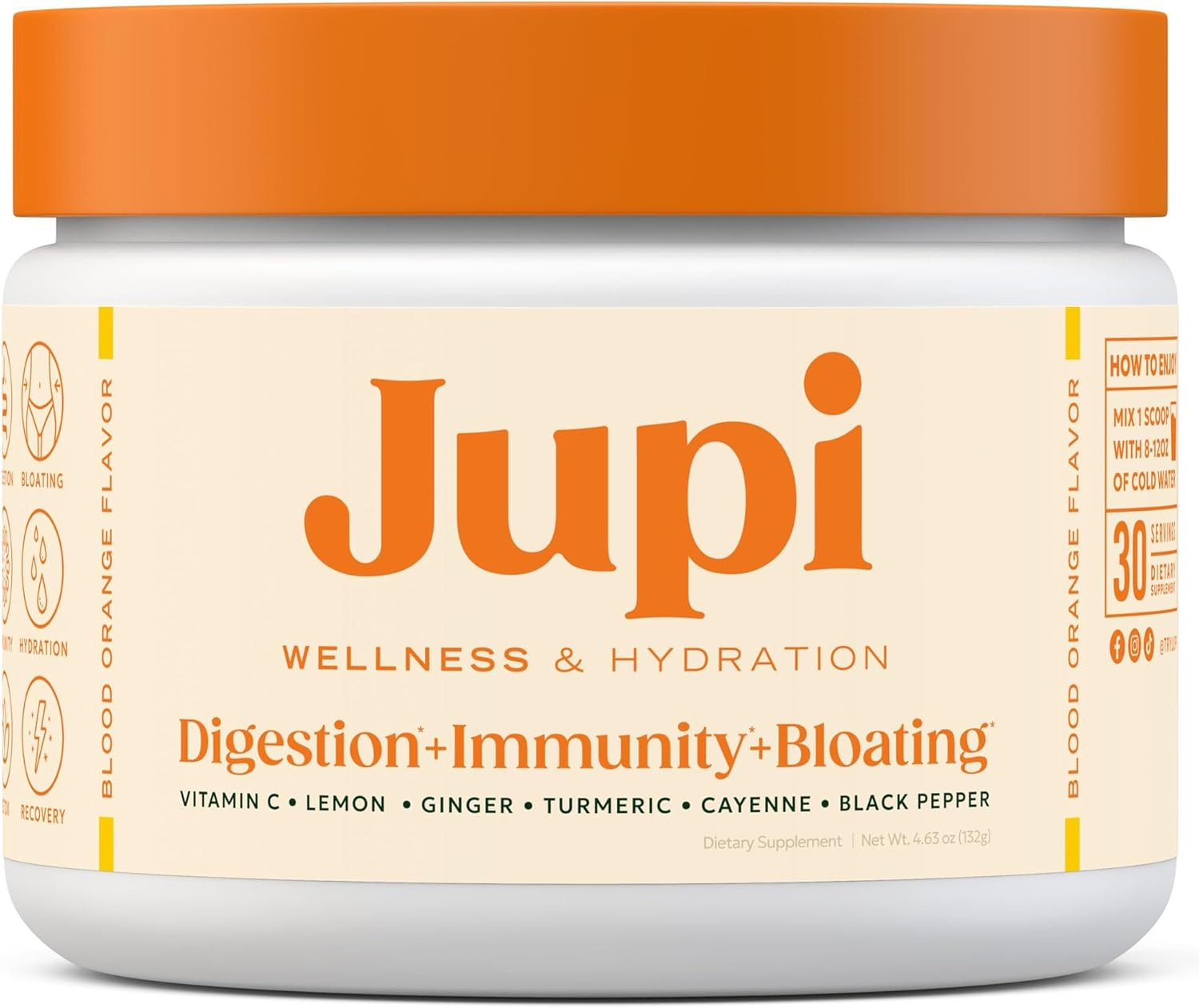 Jupi Hydration & Wellness Powder – Turmeric & Ginger Shots, Vitamin C Supplement