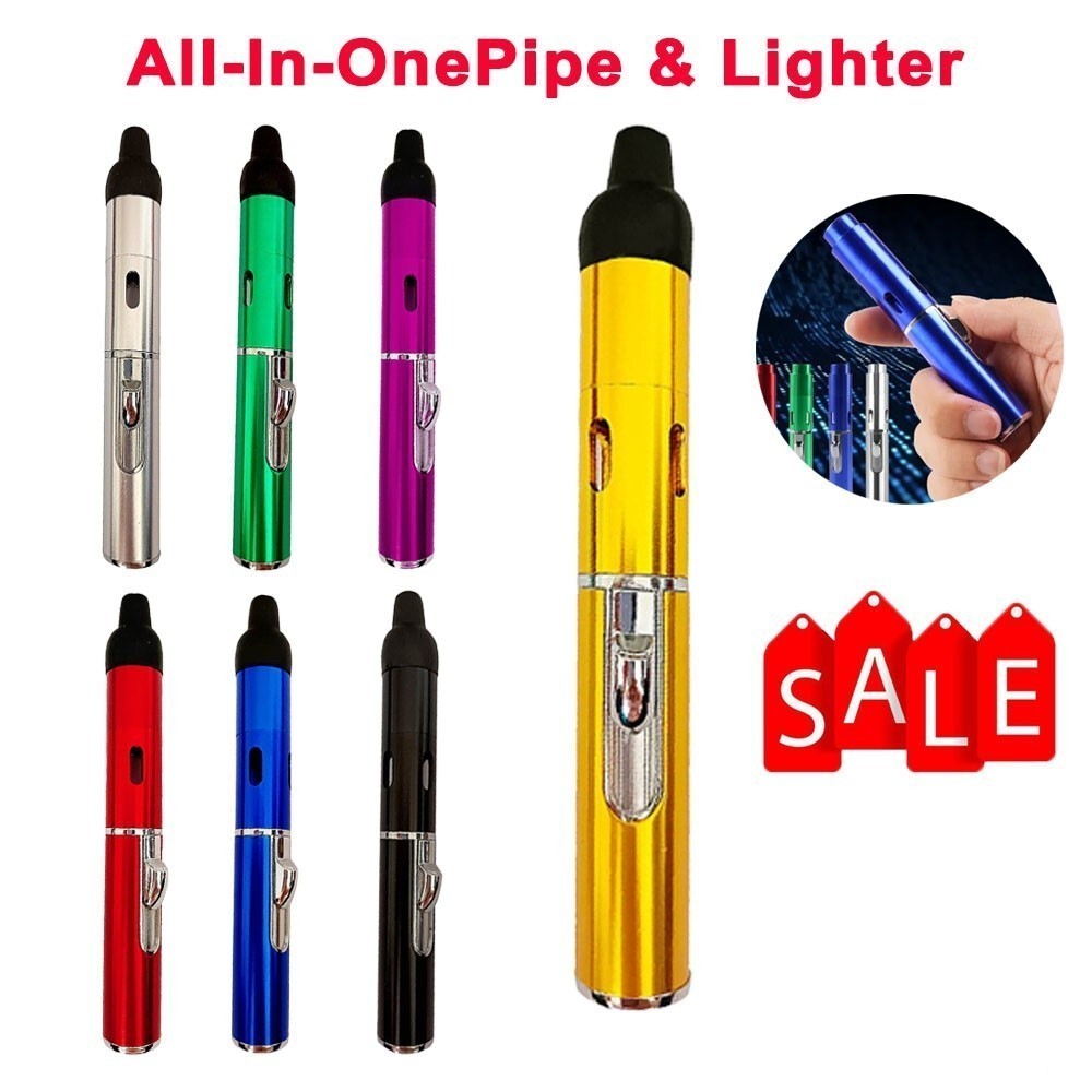 New All-in-1 Pipe Windproof Click Butane Refillable Torch Lighter Click-N-Hit