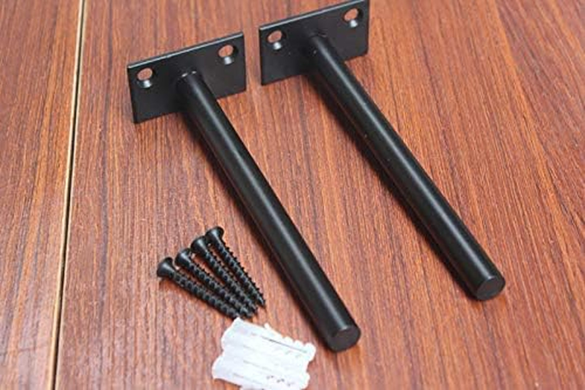 8 Pcs 6" Black Solid Steel Floating Shelf Bracket Blind Shelf Supports - Hidden