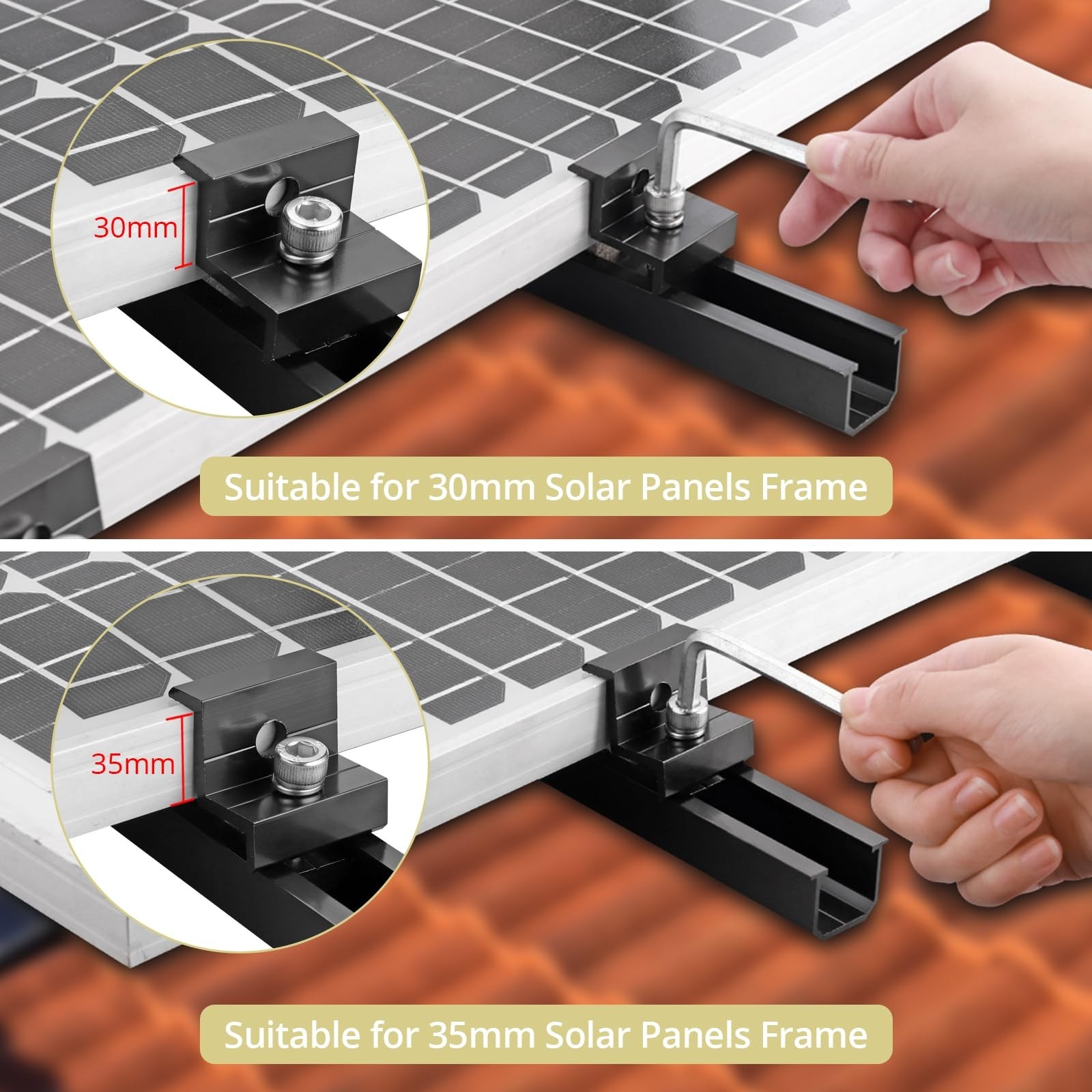Anbte Solar Panel Bracket Kit, 6 Pcs 7.87 in Aluminium Solar Panel Mounting R...